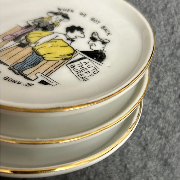 Set of 6 Vintage Risqué Humour Coasters / Ashtrays / Trinket Dishes from Japan - Picture 4 of 8